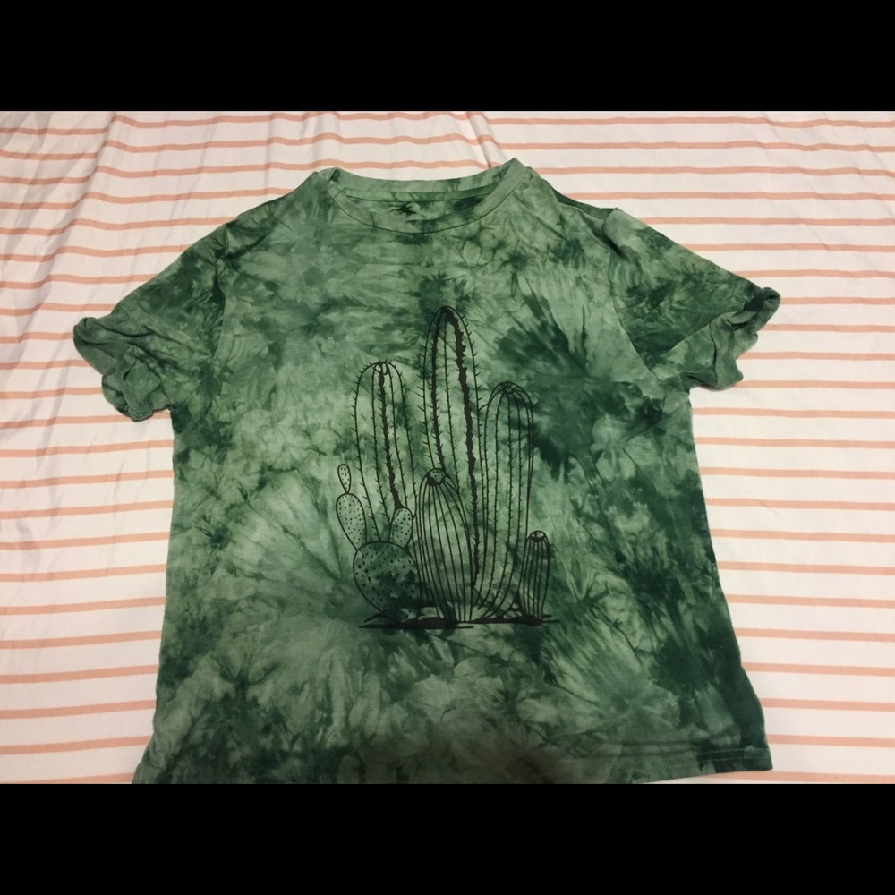 Green cactus crop top